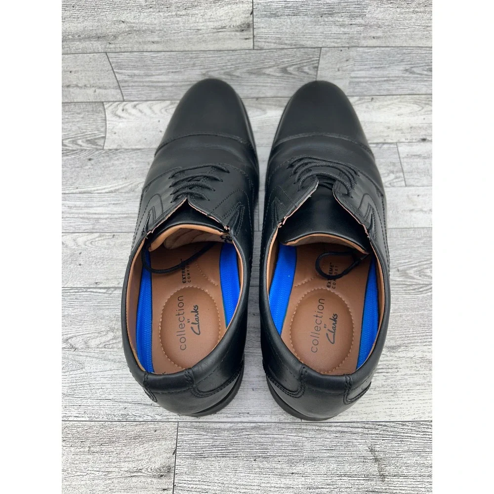 Clarks Mens Black Leather Cap‎ Toe Oxford Dress Shoes Comfort Size 10W